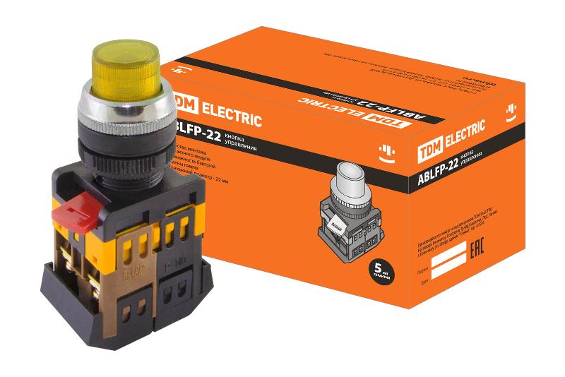 Кнопка ABLFP-22 желтый d22мм неон/230В 1з+1р  | SQ0704-0031 | TDM — TDM ELECTRIC