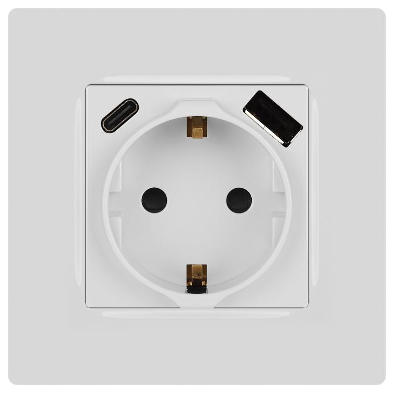 Розетка  Серия 12 12-4108-01 2P+E 16A-250В со шторками с USB type-A+C 5В-3А белый | Б0067752 | ЭРА — миниатюра 3