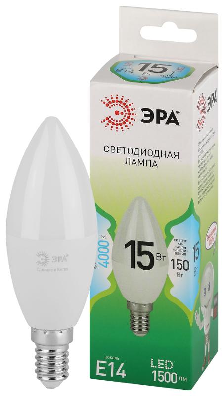 Лампа светодиодная GREEN LINE LED B35-15W-840-E14 GL E14 15 Вт свеча яркий белый свет | Б0067121 | ЭРА — миниатюра 1