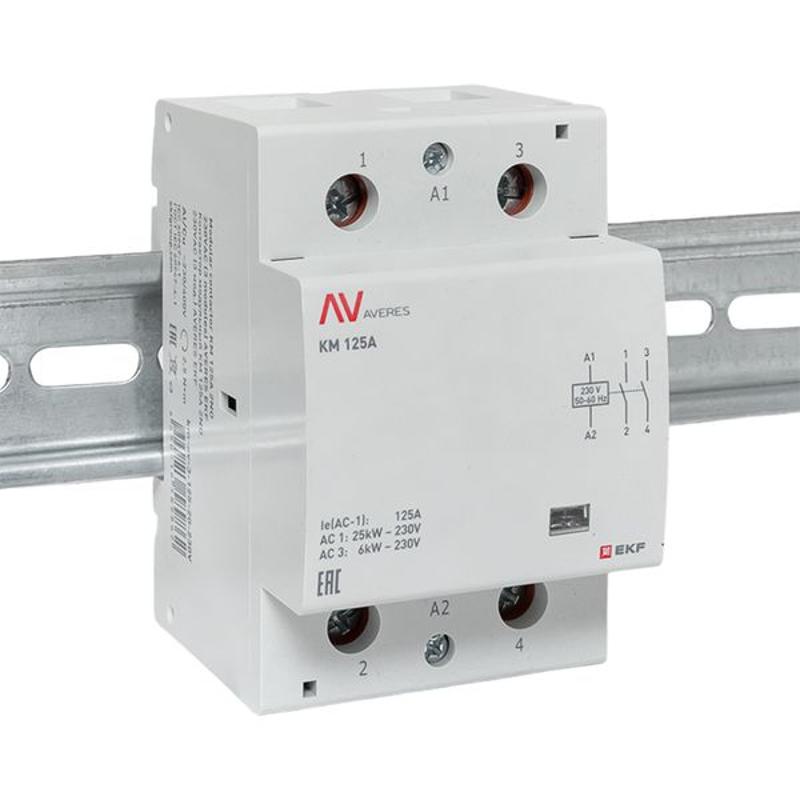 Контактор модульный КМ 125А 2NО 230VAC (3 мод.) AVERES | km-av-3-125-20-230V | EKF — миниатюра 2