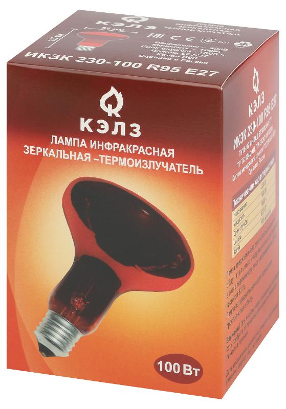 Комплект из 2-х инфракрасных ламп  ИКЗК 230-100 R95 E27 для курятника цыплят птиц животных/лампа для обогрева | Б0072847 | ЭРА — миниатюра 2