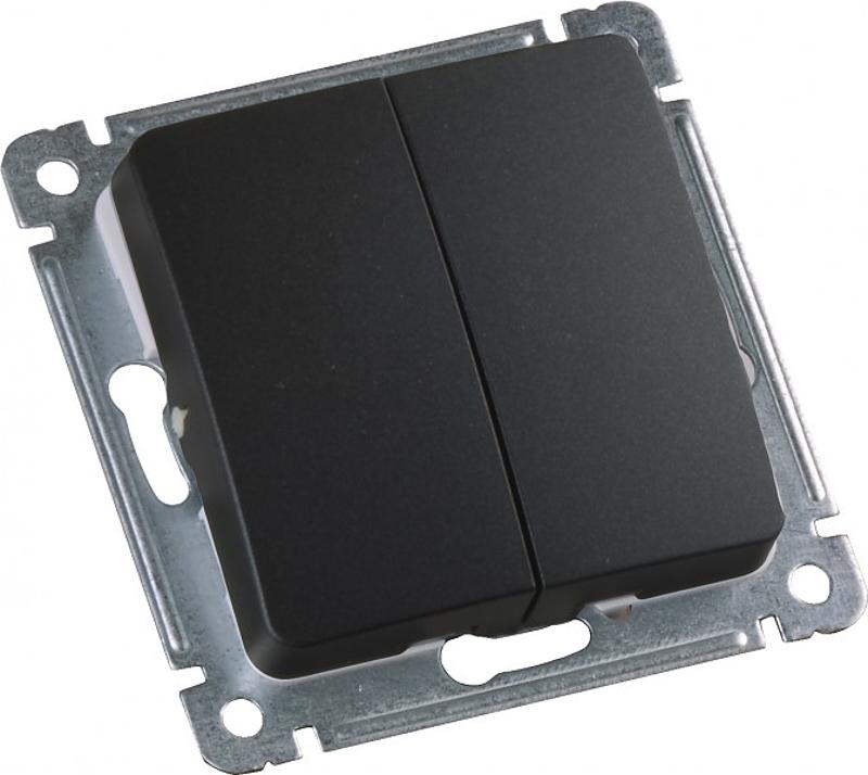Выключатель скрытой установки, двухклавишный, механизм, цвет черный | ВС10-451-08 | HEGEL — фото 1 | Sento