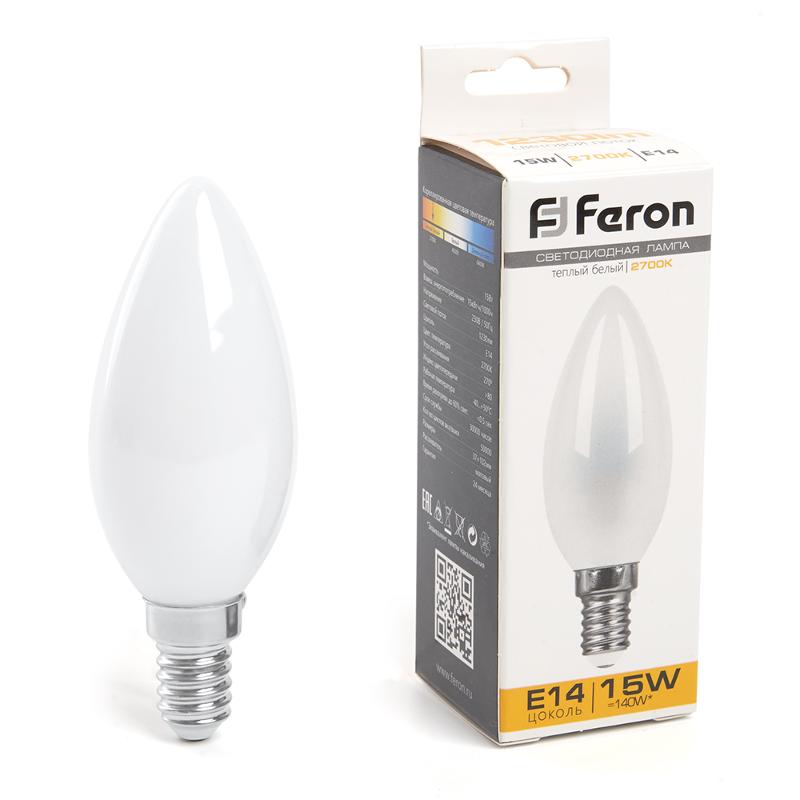 Лампа светодиодная, (15W) 230V E14 2700K матовая, LB-717 | 38255 | FERON — Feron