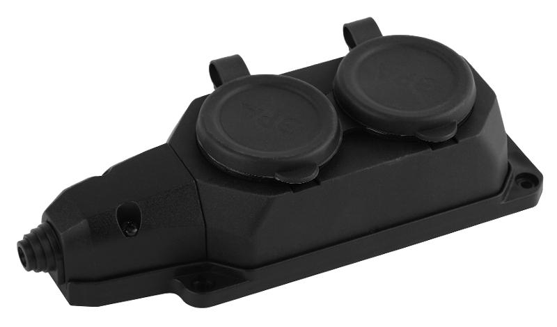 Колодка каучуковая с/з 2гн 16A IP44 черная K-2e-B-IP44| Б0044544 | ЭРА — ЭРА (Энергия света)