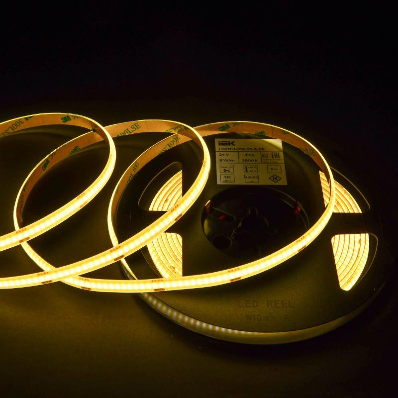 Лента LED 5м COB-312LED 8Вт/м IP65 8мм 24В 3000К  | LSR11-1-312-65-3-05 | ИЭК — миниатюра 4