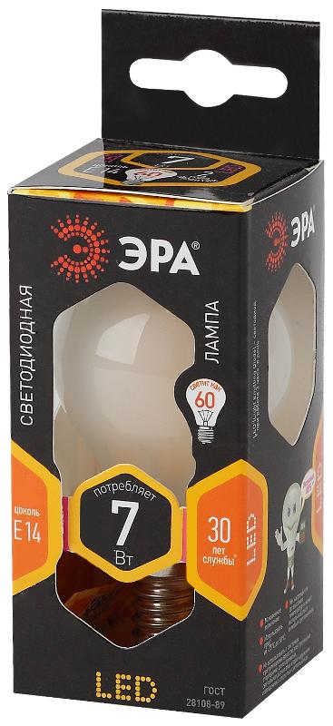 Лампа светодиодная F-LED P45-7W-827-E14 frost Лампы СВЕТОДИОДНЫЕ F-LED ЭРА (филамент, шар мат., 7Вт, тепл, E14) | Б0027956 | ЭРА — миниатюра 2