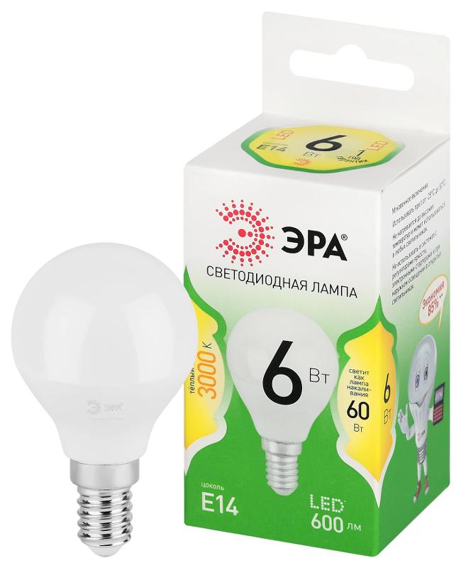 Лампа светодиодная  GREEN LINE LED P45-6W-830-E14 GL E14 6 Вт шар теплый свет | Б0067056 | ЭРА — ЭРА (Энергия света)