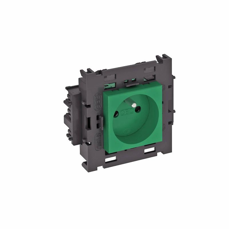 Розетка одинарная 0° Modul45connect франц. стандарт, 250 В, 16A (зеленый) (STD-F0C8 MZGN1) | 6120606 | OBO Bettermann — OBO Bettermann