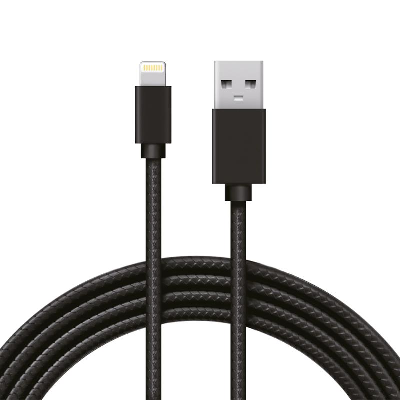 Кабель REXANT USB-Lightning 1 м, черная нейлоновая оплетка |18-7055 | REXANT — REXANT