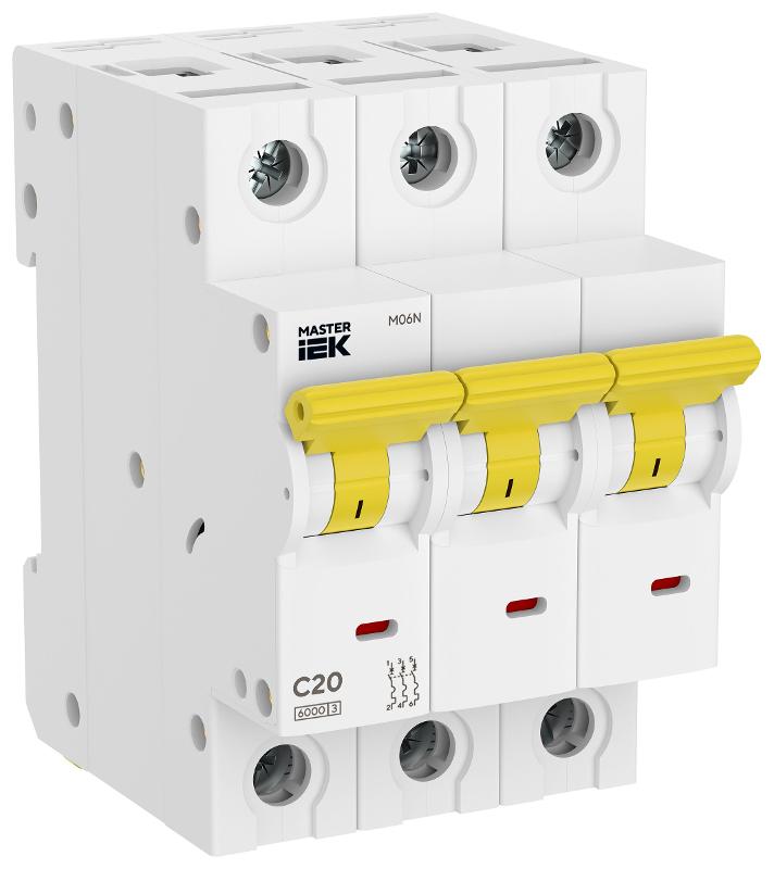 Выключатель автоматический M06N 3P C 20А MASTER | MI-M06N-3-C020 | IEK — IEK (ИЭК)