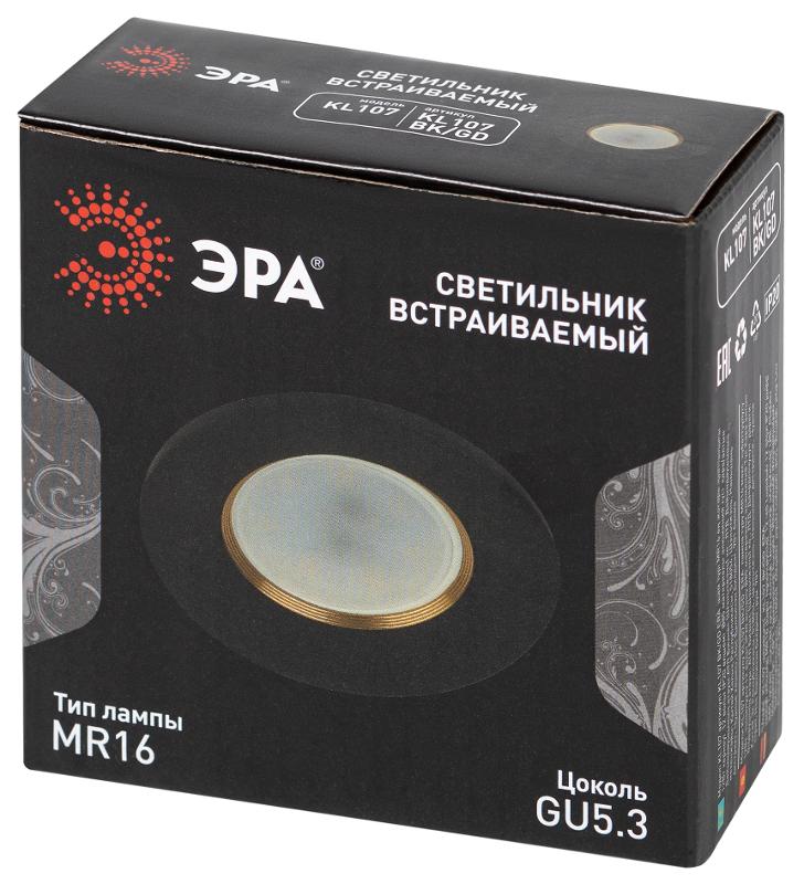 Светильник встраиваемый алюминиевый  KL107 BK/GD MR16 GU5.3 черный золото | Б0061097 | ЭРА — миниатюра 2