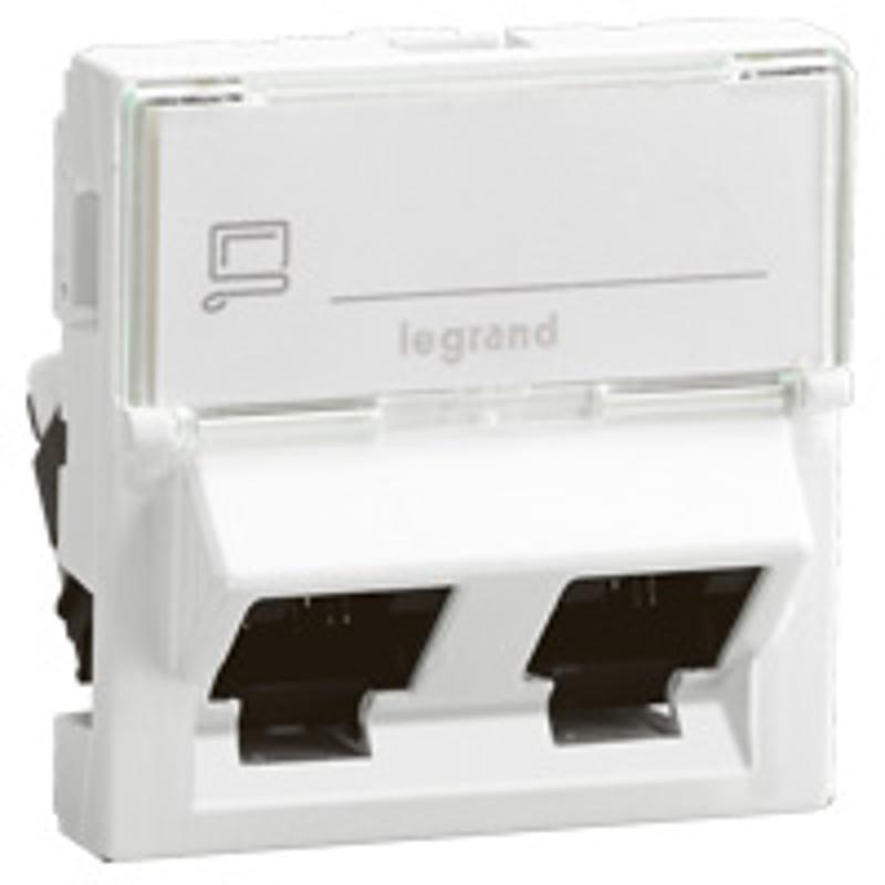 Двойная розетка RJ 45 - Программа Mosaic - категория 6 - FTP 45° - 2 модуля - белый - LCS² | 076506 | Legrand — Legrand