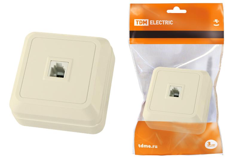 Розетка TФ (RJ-11) открытой установки IP20, сл. кость "Ладога"  | SQ1801-0023 | TDM — TDM ELECTRIC