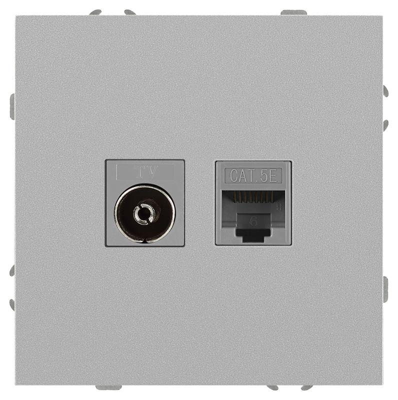 Розетка Galaxy 15-3110-03 комбинированная RJ45+TV IP20 алюминий | Б0070780 | ЭРА — миниатюра 4