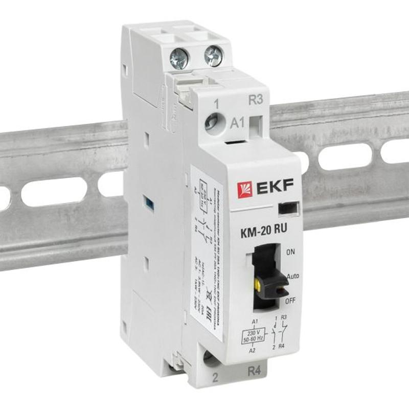 Контактор модульный КМ РУ 20А 1NO+1NC (1 мод.) EKF PROxima | km-1m-20-11 | EKF — миниатюра 22