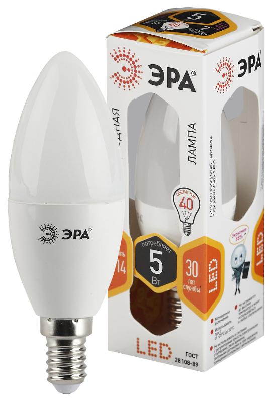 Лампа светодиодная LED 5Вт E14 220В 2700К smd B35 свеча | Б0018871 | ЭРА — миниатюра 1