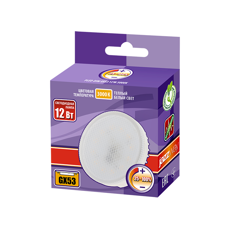 Лампа светодиодная PLED- DIM GX53 12w 3000K | .5018396 | Jazzway — миниатюра 2