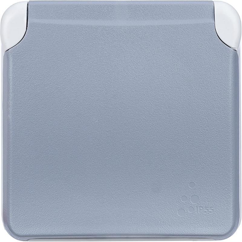 Plexo Серый Розетка с/з с крышкой безвинтовой зажим IP55 — миниатюра 3