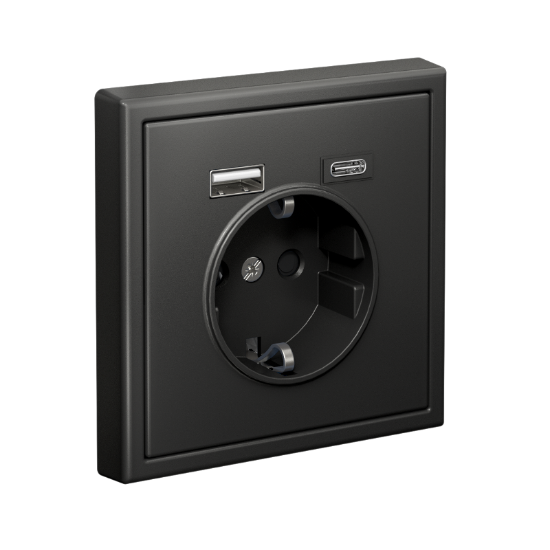 ArtGallery Базальт Розетка 16А с 2 USB A+C, 5В/2,4А/3,0А, 2х5В/1,5А, механизм | GAL001432 | SE — миниатюра 4