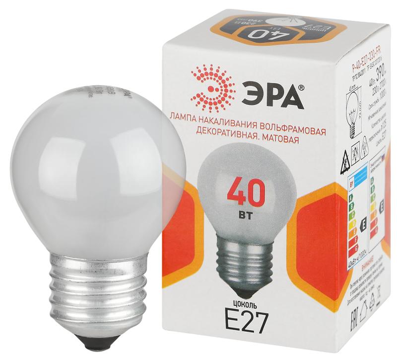 Лампа накаливания  P45 40Вт Е27 / E27 230В  шар матовый | Б0066392 | ЭРА — ЭРА (Энергия света)