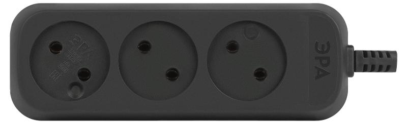 Колодка ЭРА KX-3-B 3 розетки без зазeмления черная  | Б0061683 | ЭРА — миниатюра 3