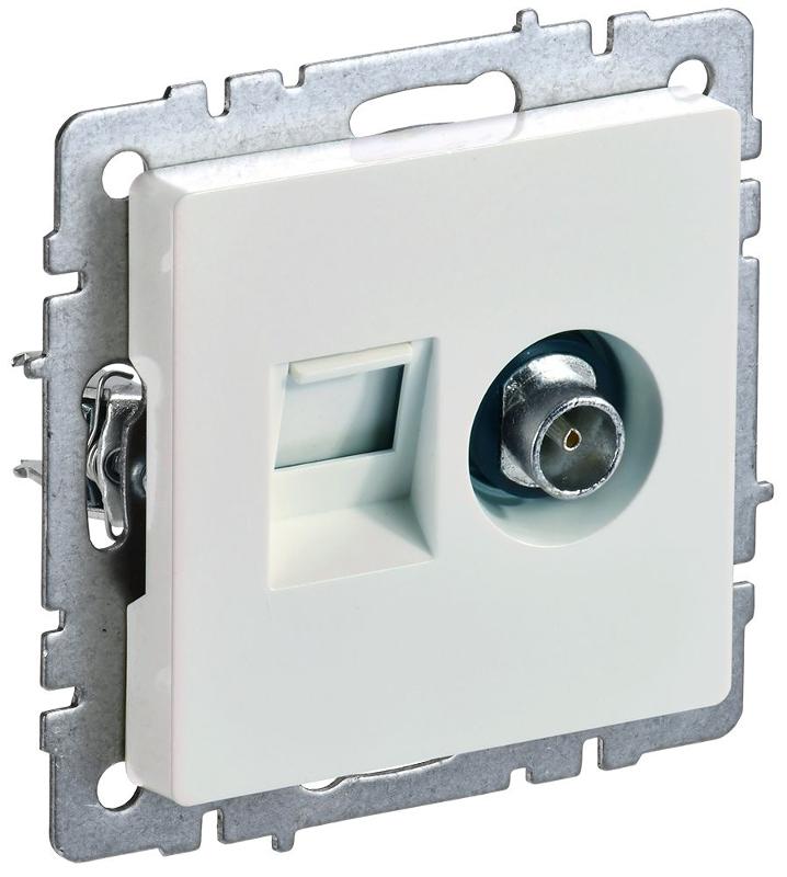 BRITE Розетка двойная TV+RJ45 кат.5E РТВ/РК12-БрЖ жемчужный  | BR-AK20-1-K36 | IEK — IEK (ИЭК)