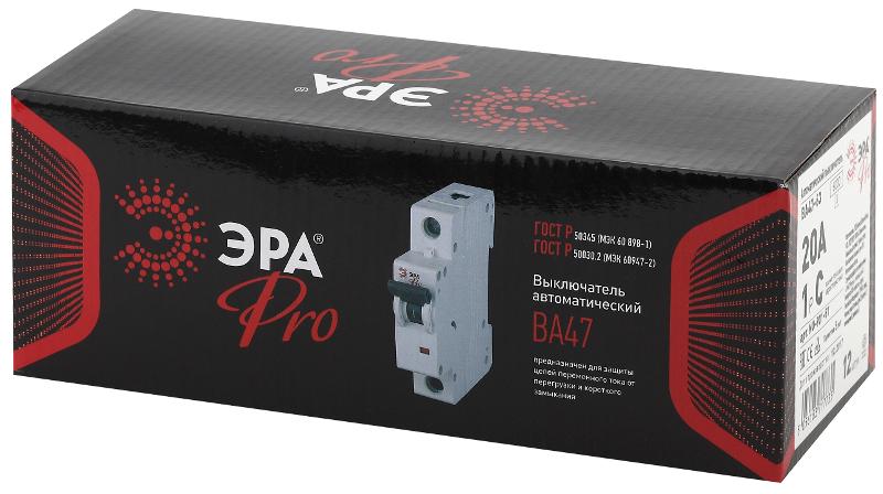 Выключатель автоматический однополюсный Pro NO-901-51 ВА47-63 1P 20А кривая C | Б0031823 | ЭРА — миниатюра 2