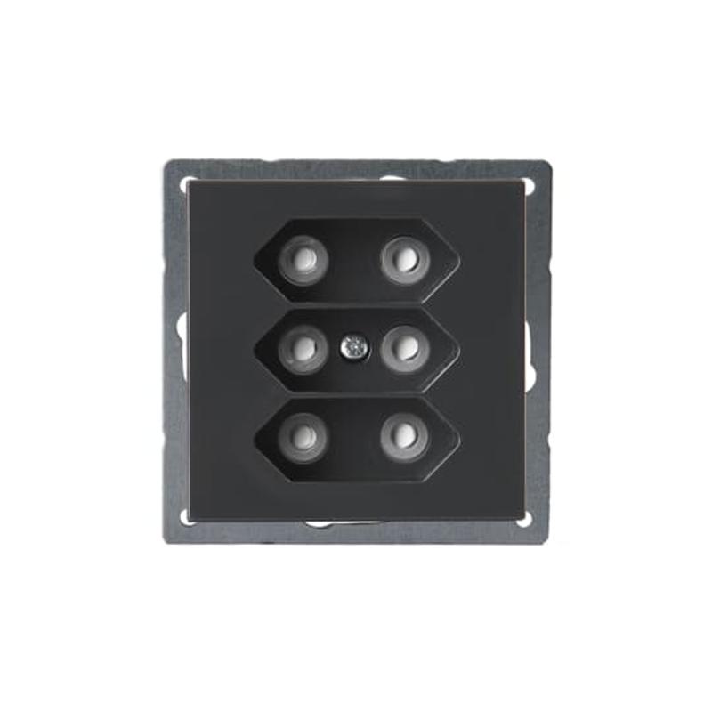 Розетка 3*EuroSocket 6А 230В, без заземления, антрацит | 303UC-81  | 2TKA00000340 | ABB — ABB