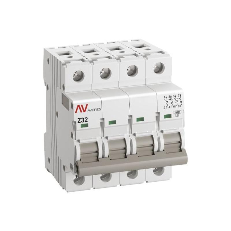 Выключатель автоматический AV-10 4P 32A (Z) 10kA AVERES | mcb10-4-32Z-av | EKF — миниатюра 2