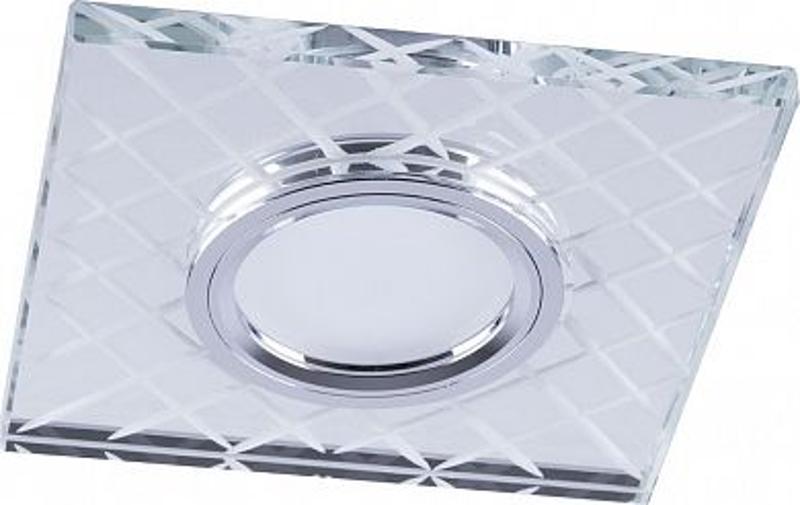 Светильник точечный встраиваемый под лампу, с LED подсветкой CD984 15LED*2835 SMD 4000K, MR16 50W G5.3, "квадрат", прозрачный, хром | 32572 | FERON — Feron