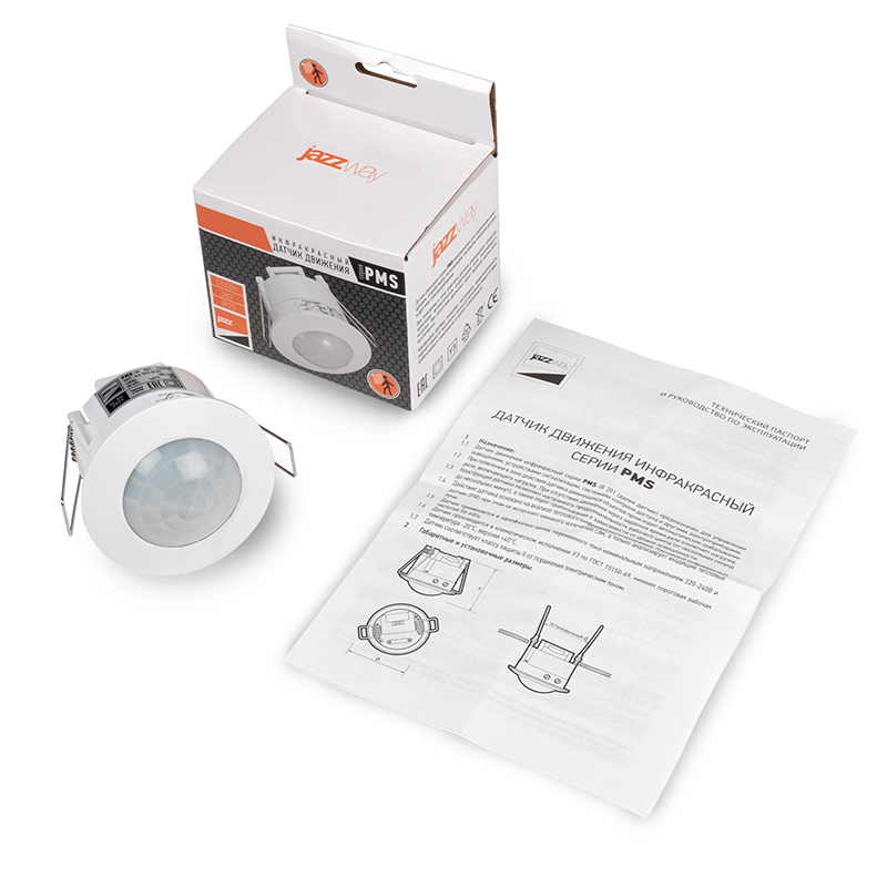 Датчик движения PMS-IR 201 1200Вт 360° 6м WH IP20 | .5012950 | Jazzway — миниатюра 6