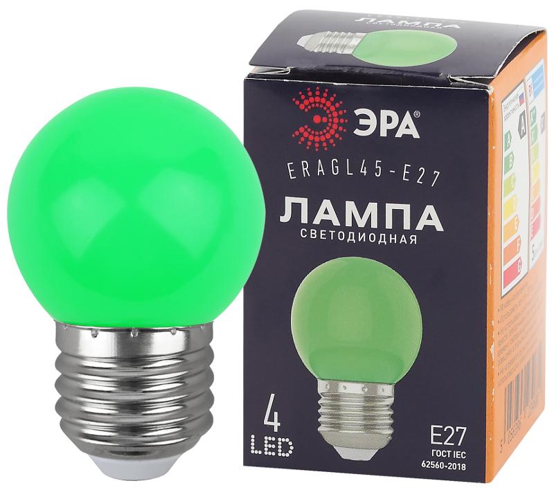 Лампы cветодиодные ERAGL45-E27 LED Р45-1W-E27 (диод. шар, зел., 4SMD, 1W, E27, для белт-лайт) (10/100/6000) | Б0049574 | ЭРА — ЭРА (Энергия света)