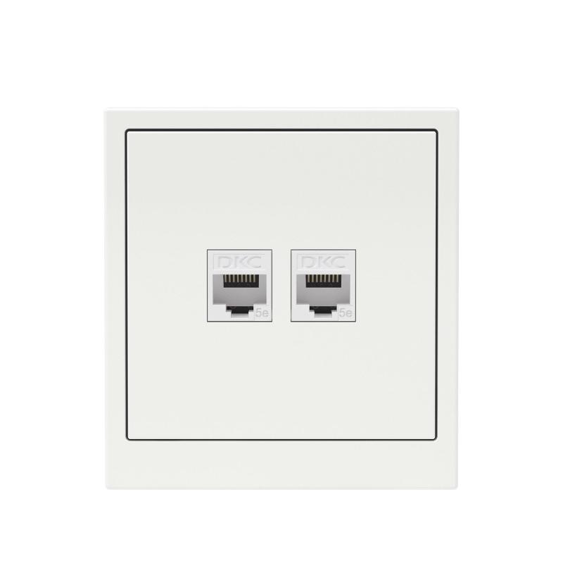 Компьютерная розетка RJ-45 без шторки, кат.5е двойная, KANT, белая магнолия | 7000664 | DKC — миниатюра 6