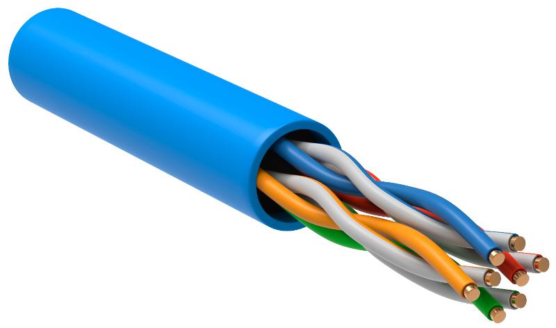 Кабель связи витая пара U/UTP, кат.5E 4х2х24AWG solid, PVC, 305м, синий | LC1-C5E04-113 | ITK — ITK