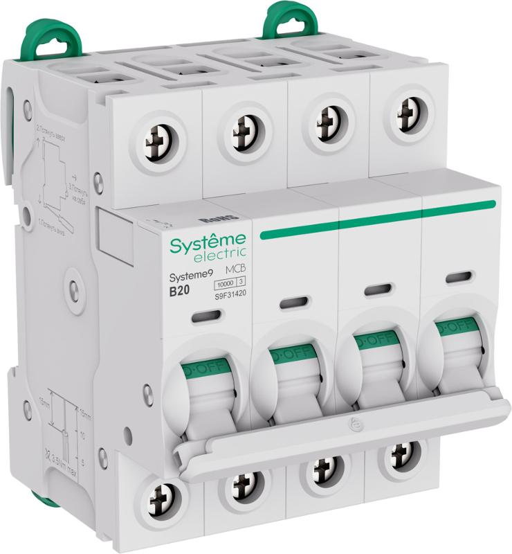 Systeme9 Автоматический выключатель (АВ) B 20A 4P 10kA 400В | S9F31420 | SE — Systeme Electric