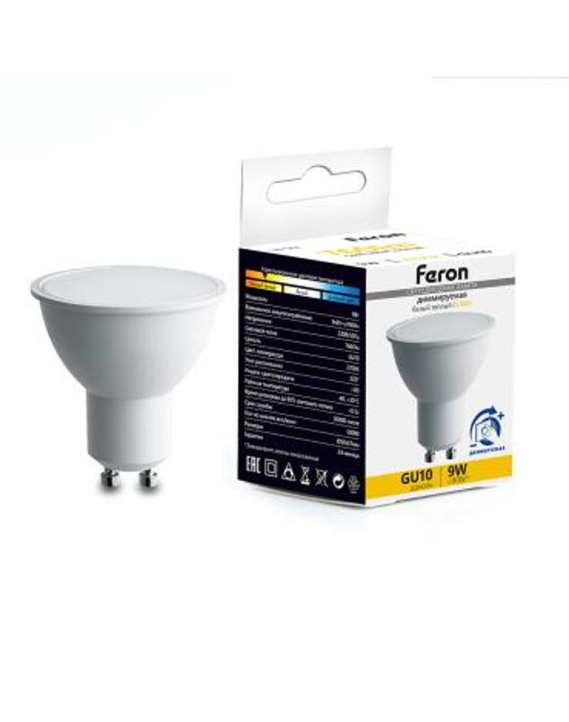 Лампа светодиодная диммируемая, (9W) 230V GU10 2700K MR16, LB-561 | 51061 | FERON — фото 1 | Sento