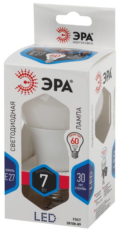 Лампа светодиодная LED A60-7W-840-E27 Лампы СВЕТОДИОДНЫЕ СТАНДАРТ ЭРА (диод, груша, 7Вт, нейтр, E27) | Б0029820 | ЭРА — фото 1 | Sento