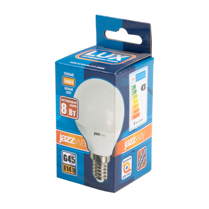 Лампа светодиодная (улучш. хар-ки) PLED-LX G45 8w E14 3000K  | .5028593 | Jazzway — Jazzway
