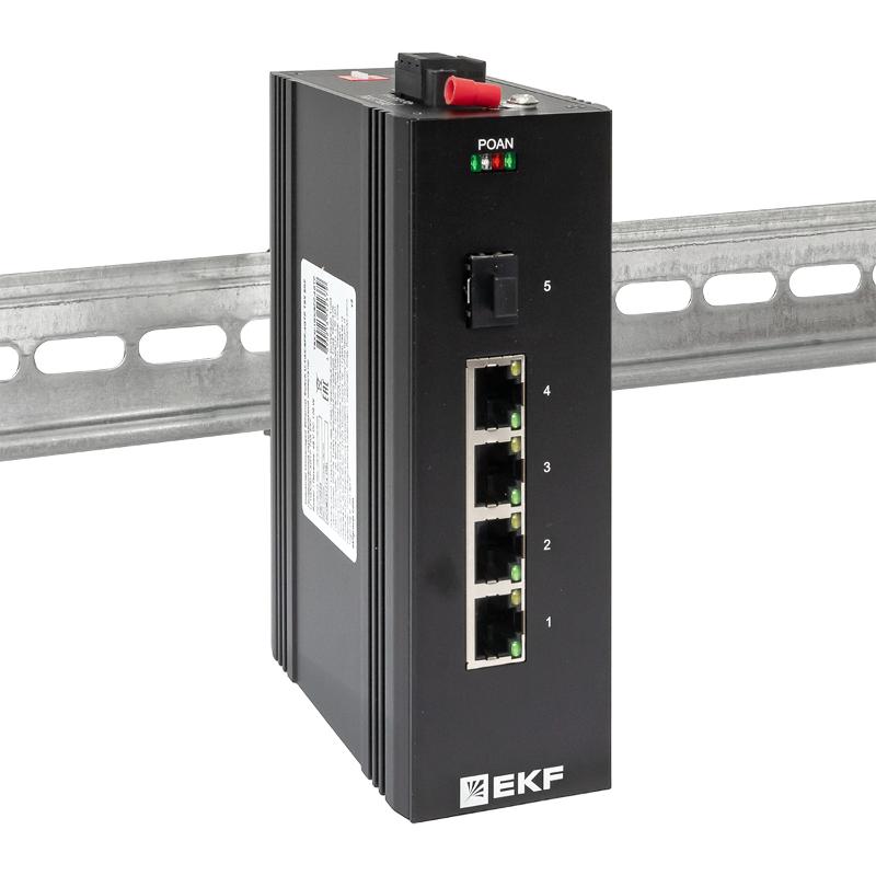 Промышленный неуправляемый коммутатор U-1GX/SFP-4GTP, 1 порт 1000Base-X SFP, 4 порта 10/100/1000Base-T(X) RJ45 c PoE, монтаж на динрейку TSX |TSX-U-1G — миниатюра 2
