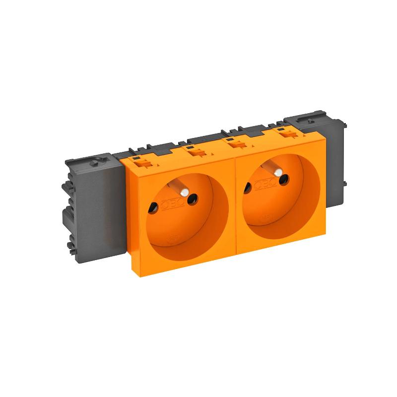 Розетка двойная 0° Modul45connect франц. стандарт, 250 В, 16A (оранжевый) (STD-F0C ROR2) | 6120554 | OBO Bettermann — OBO Bettermann