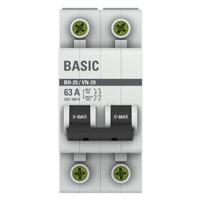 Выключатель нагрузки модульный ВН-29 2P 63А EKF Basic | SL29-2-63-bas | EKF — миниатюра 2