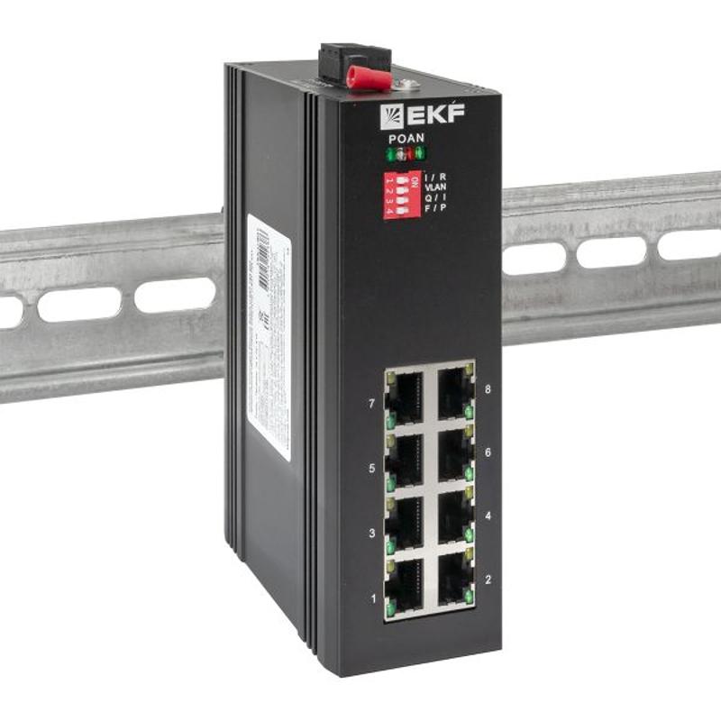 Промышленный неуправляемый коммутатор U-8GTP, 8 портов 10/100/1000Base-T(X) RJ45 c PoE, монтаж на динрейку TSX |TSX-U-8GTP|EKF — миниатюра 13