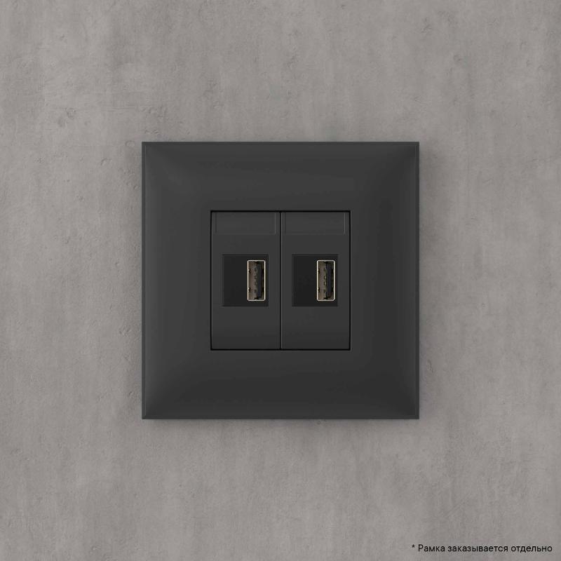 USB зарядное устройство в стену, "Avanti", "Черный матовый" | 4412543 | DKC — миниатюра 7