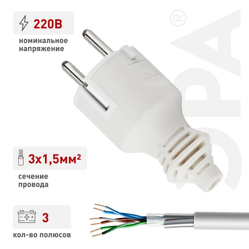 Вилка V4(W)  c/з 16A прямой ввод белая (10/200/6000) |Б0019188 | ЭРА — миниатюра 4