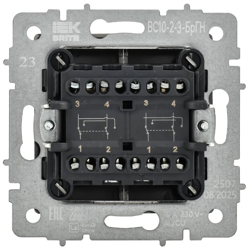 BRITE Выключ. 2-кл. перекр. 10А ВС10-2-3-БрГН мет х/н  | BR-V23-0-10-M-K23 | ИЭК — миниатюра 3