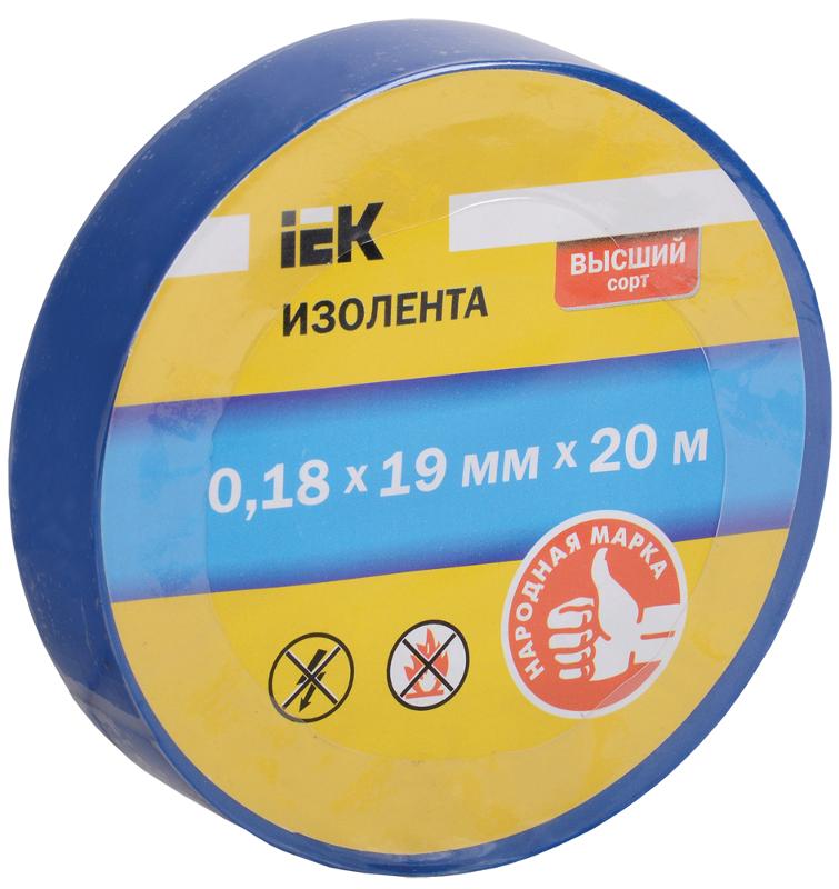 Изолента 0,18х19 мм синяя 20 метров (розничная упаковка)  | UIZ-18-19-20MS-K07 | IEK — IEK (ИЭК)