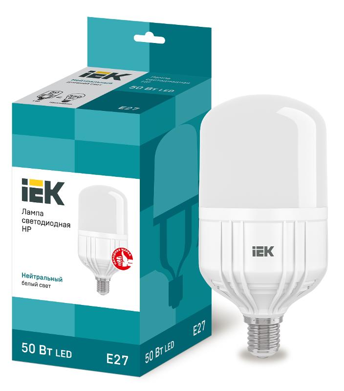 Лампа светодиодная LED 50Вт Е27 230В 4000К HP | LLE-HP-50-230-40-E27 | IEK — миниатюра 1