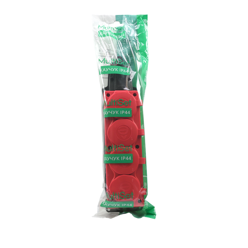 Колодка 4 гнезда 2К+З каучуковая 16А/250В IP44 Красная MultiSet | MST4124RD | SE — миниатюра 3