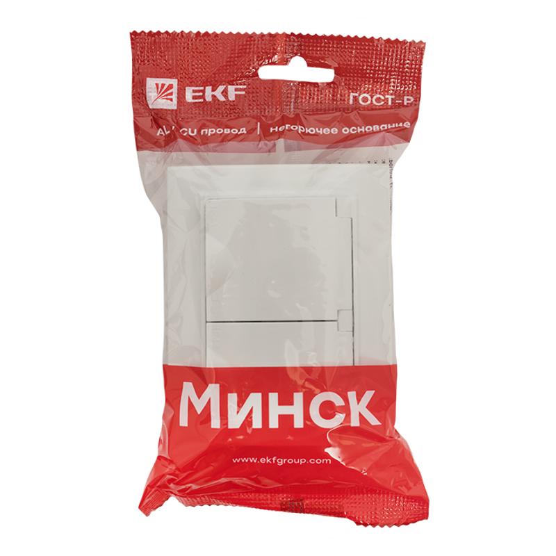 Минск Розетка 2-местная СП с/з с крышкой 16А белая с защ. штор. IP44 | ERR16-129-200-44 | EKF — миниатюра 8