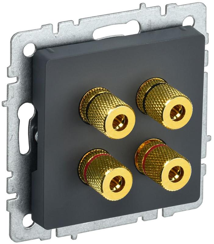 BRITE АудиоРозетка 4-местная РА10-БрГ графит | BR-S40-K53 | IEK — миниатюра 1